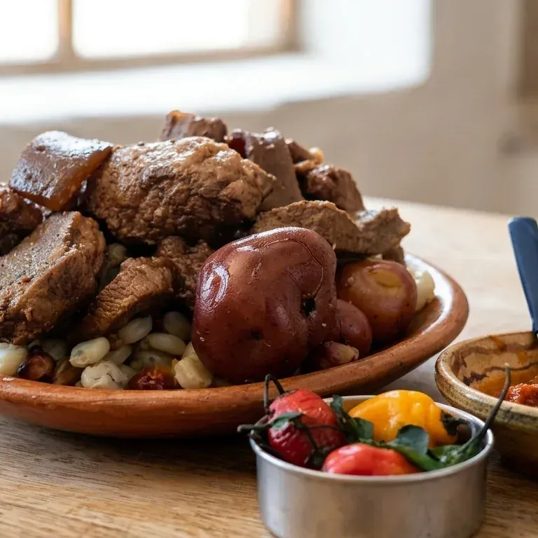 Cómo preparar la receta tradicional de chicharrón de cerdo boliviano crujiente por fuera y tierno por dentro paso a paso.