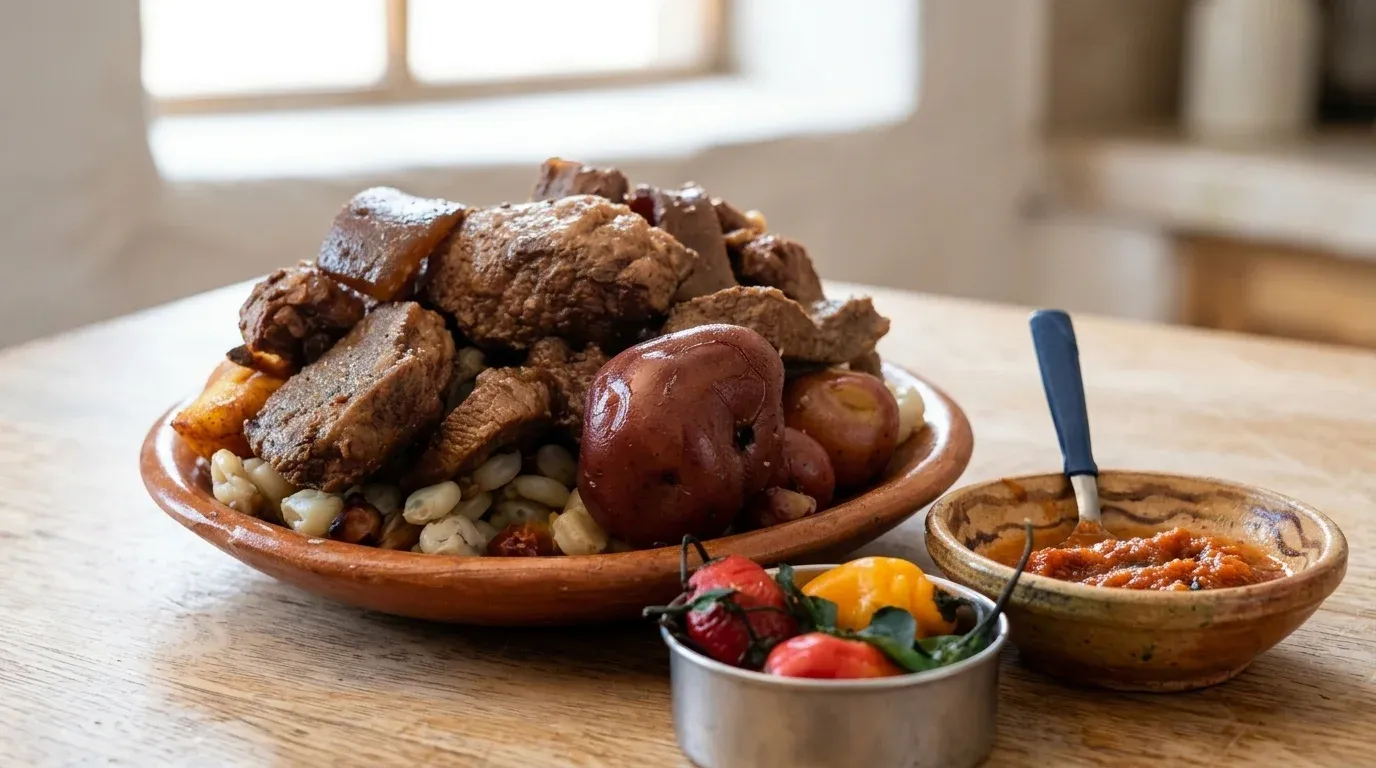 Cómo preparar la receta tradicional de chicharrón de cerdo boliviano crujiente por fuera y tierno por dentro paso a paso.