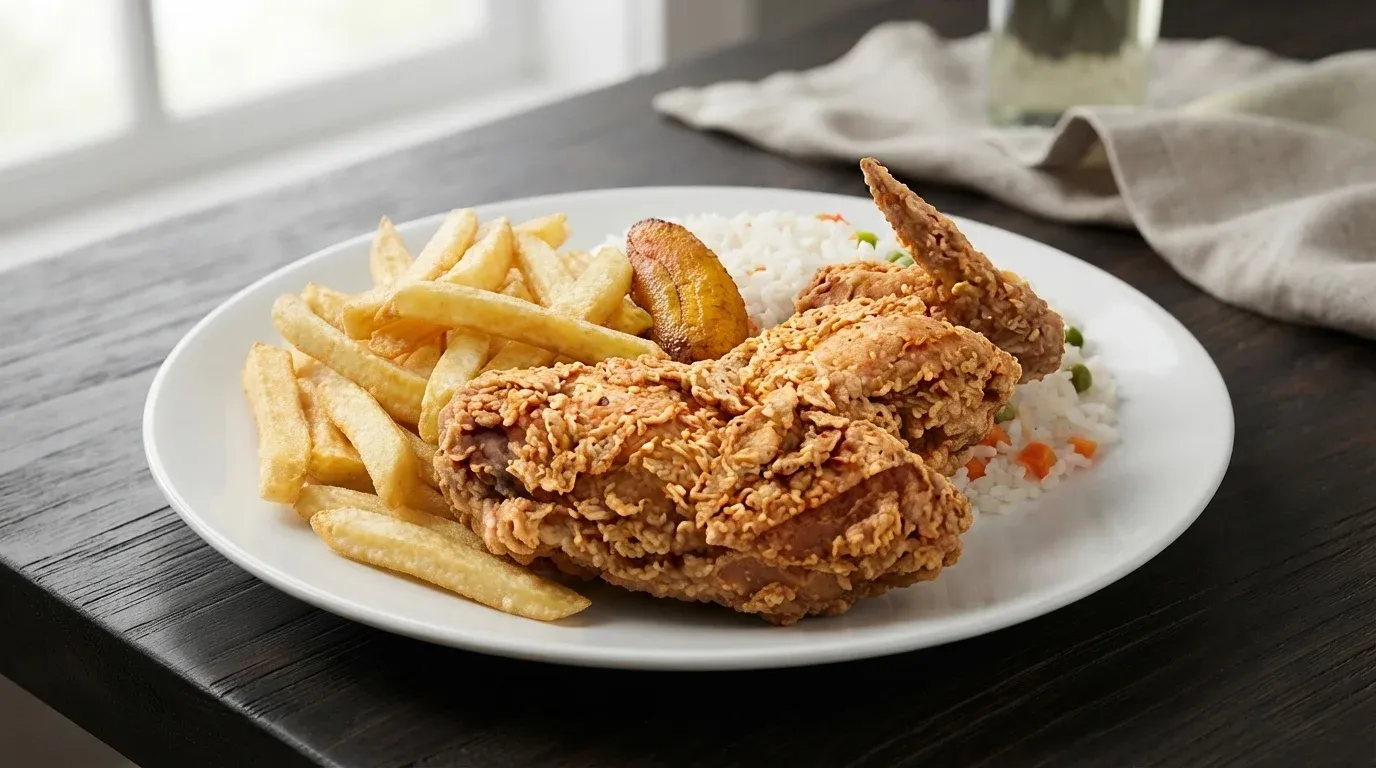 Cómo preparar la receta de pollo broaster casero jugoso por dentro y crocante por fuera paso a paso.