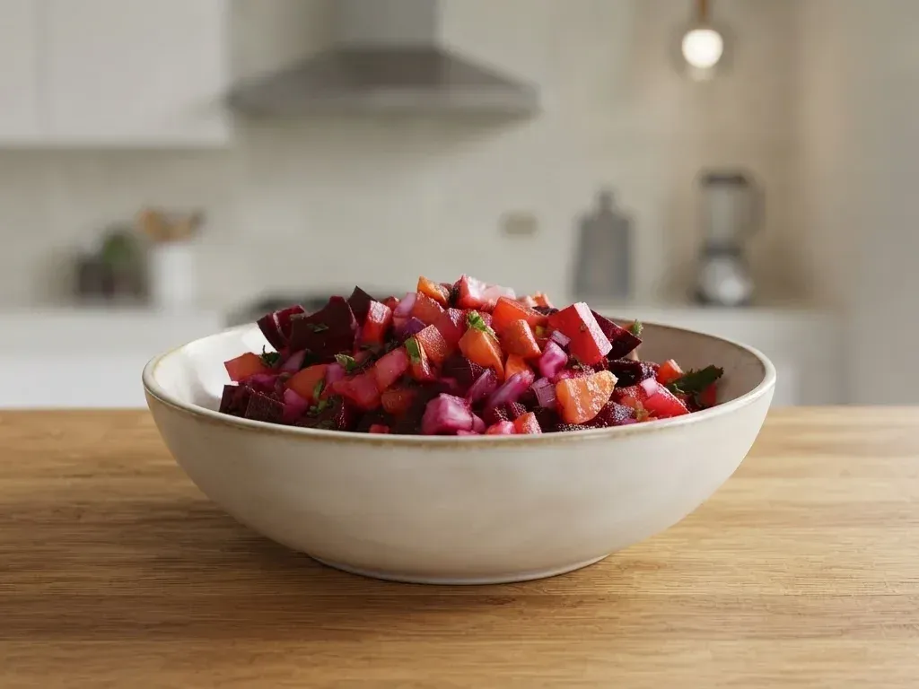 Cómo preparar la receta casera de ensalada de beterraga fácil y rápida paso a paso para acompañar el almuerzo