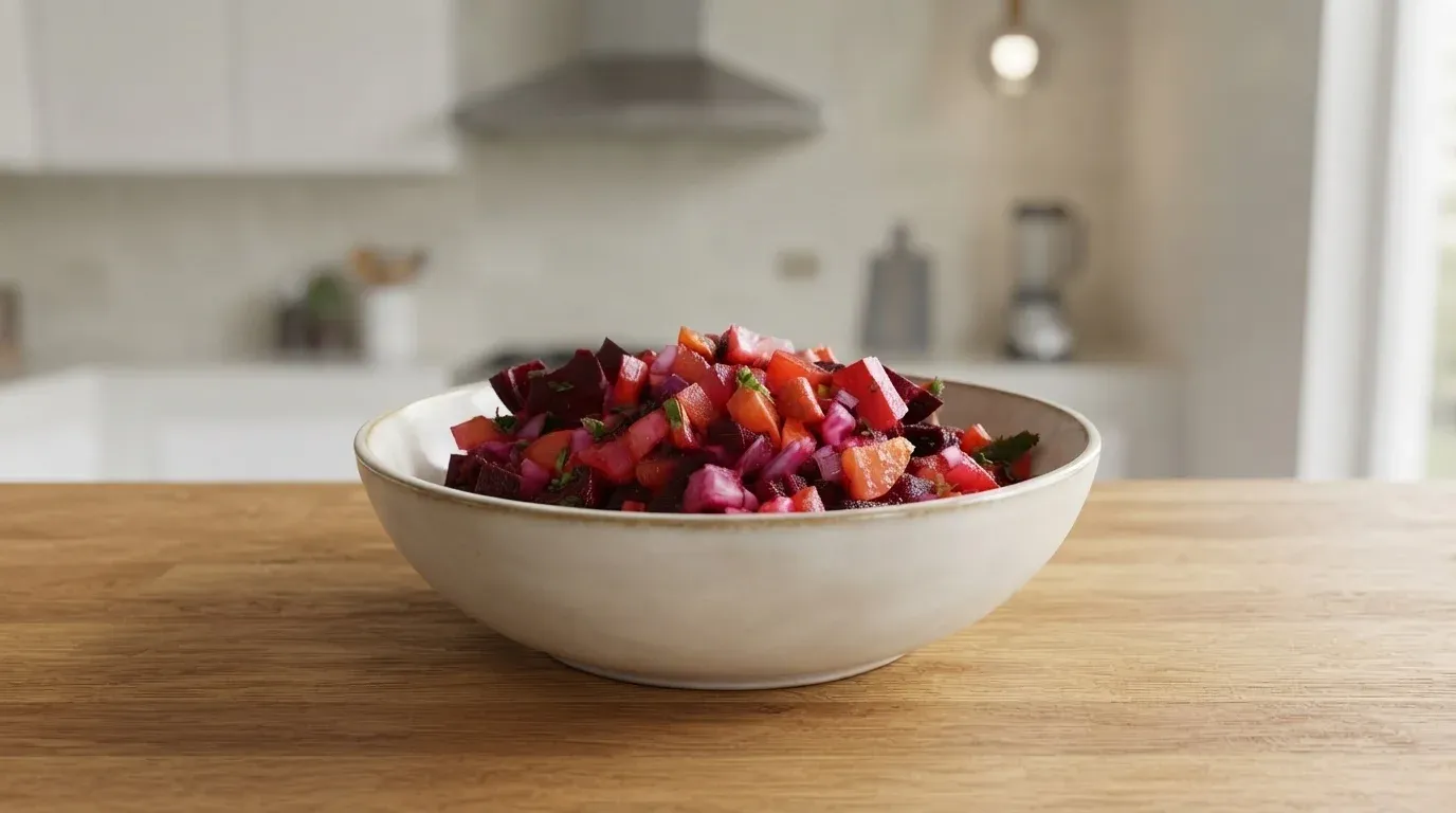 Cómo preparar la receta casera de ensalada de beterraga fácil y rápida paso a paso para acompañar el almuerzo