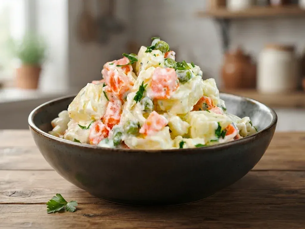 Cómo preparar la receta casera de ensalada rusa tradicional paso a paso como guarnición para asados
